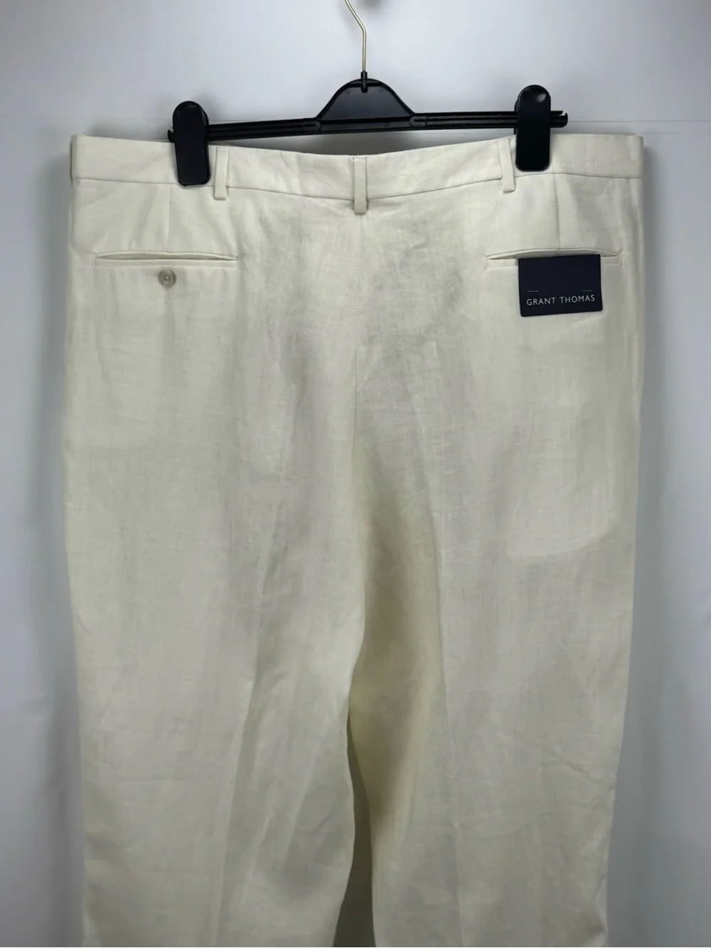 Men's Cream 100% Linen Pleated Dress Pants 42x30